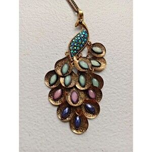 Vintage Peacock Elaborate Dressy Exquisite Necklace 17.25” Long